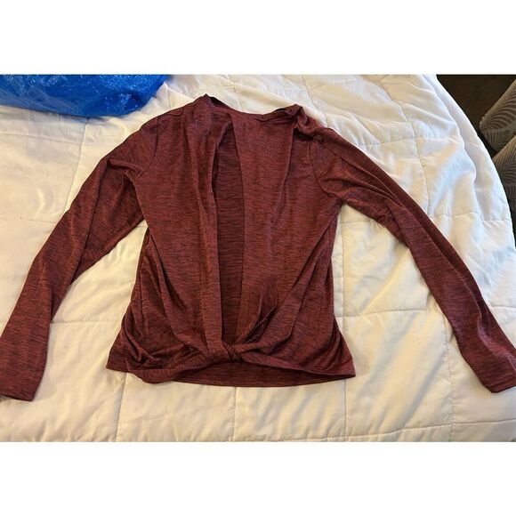 NEW~ Real Essentials Dry-Fit Long Sleeve  Tie Back Open Back Crop Top Athletic 2 - Picture 1 of 4